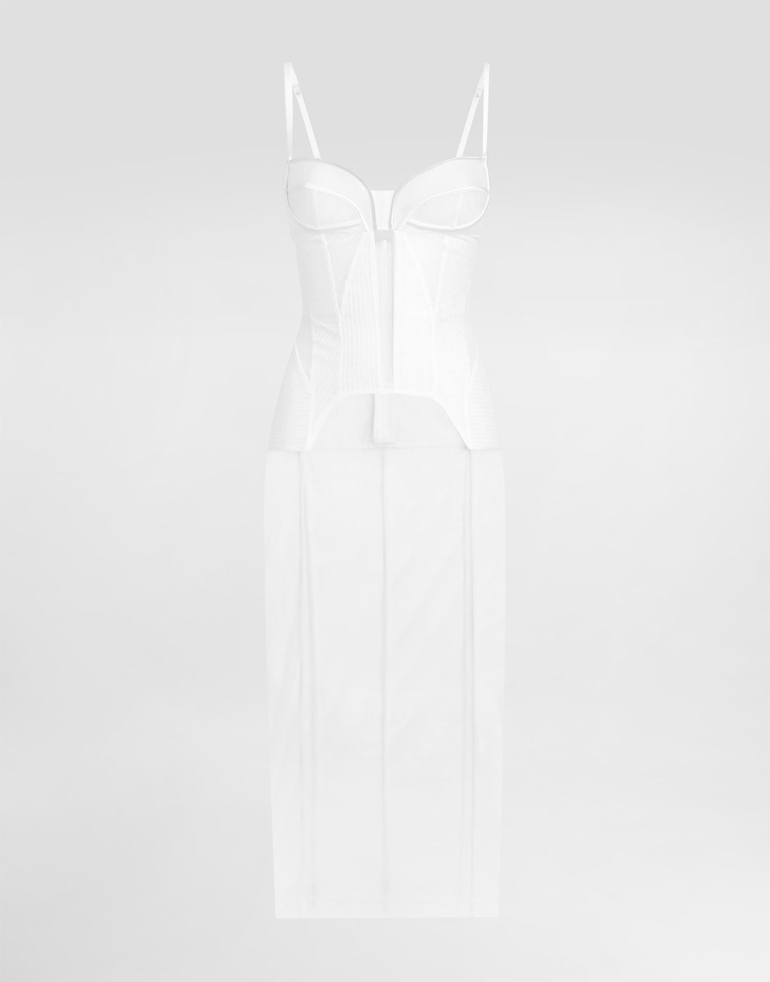 Kjole Dolce & Gabbana Dolce & Gabbana Tulle Calf-Length Corset Dress Hvid | F6TUYTFLRC0WA800, 0