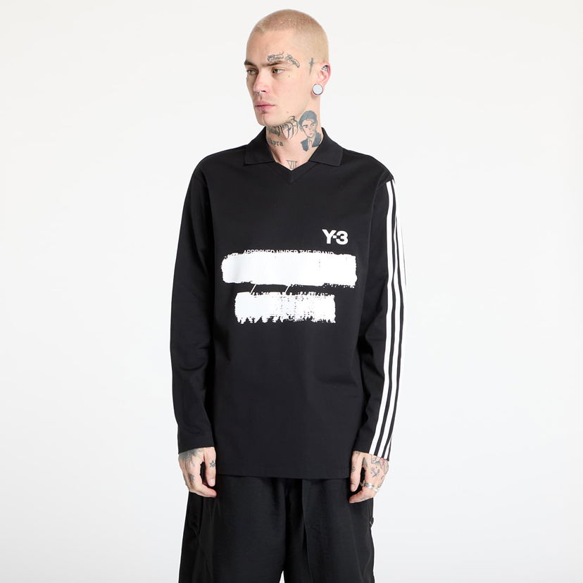 Polo skjorte Y-3 Graphic Logo Long Sleeve Top Sort | JN4876