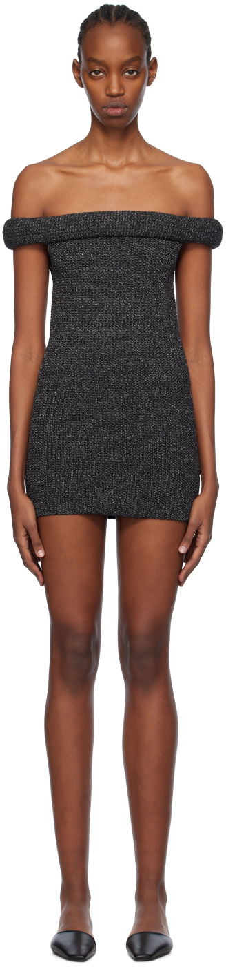 Kjole TOTEME TOTEME Roll Off-Shoulder Minidress Grå | 241-WRT1066-YA0031