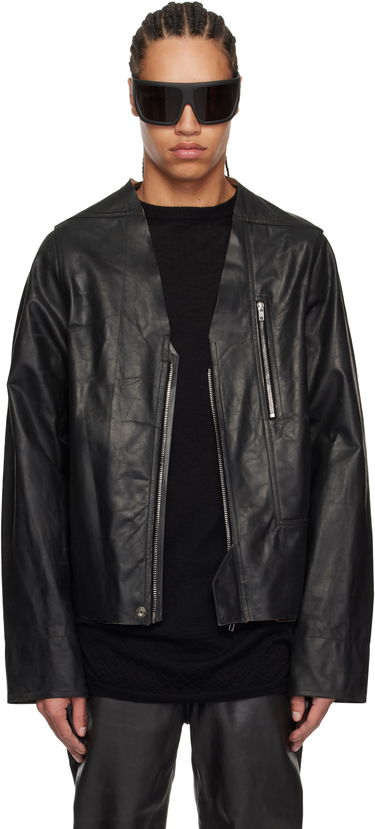 Jakke Rick Owens Rick Owens Hollywood V Safety Leather Jacket Sort | RU01E5775 LTP, 0