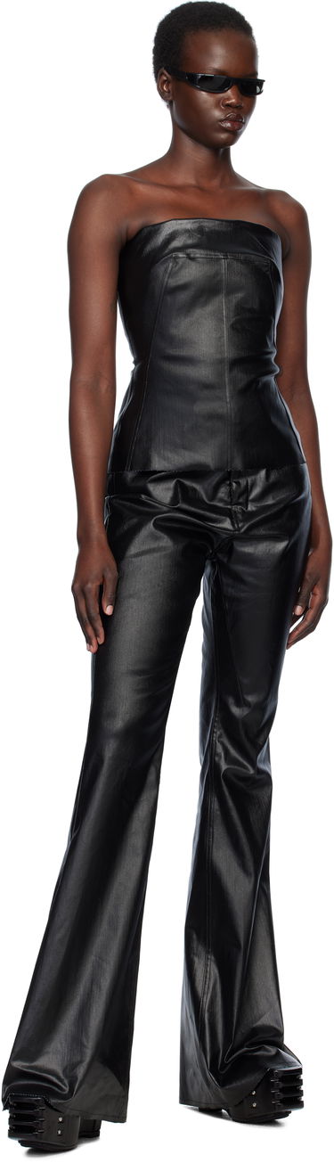 Tanktop Rick Owens Rick Owens Hollywood Coated Stretch Denim Bustier Top Sort | RP01E7127 SCT, 3