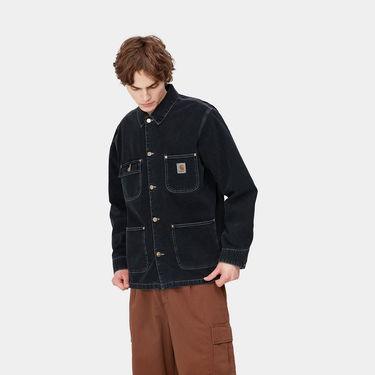 Frakker Carhartt WIP OG Chore Coat "Black heavy stone wash" Sort | I031896_89_60, 1