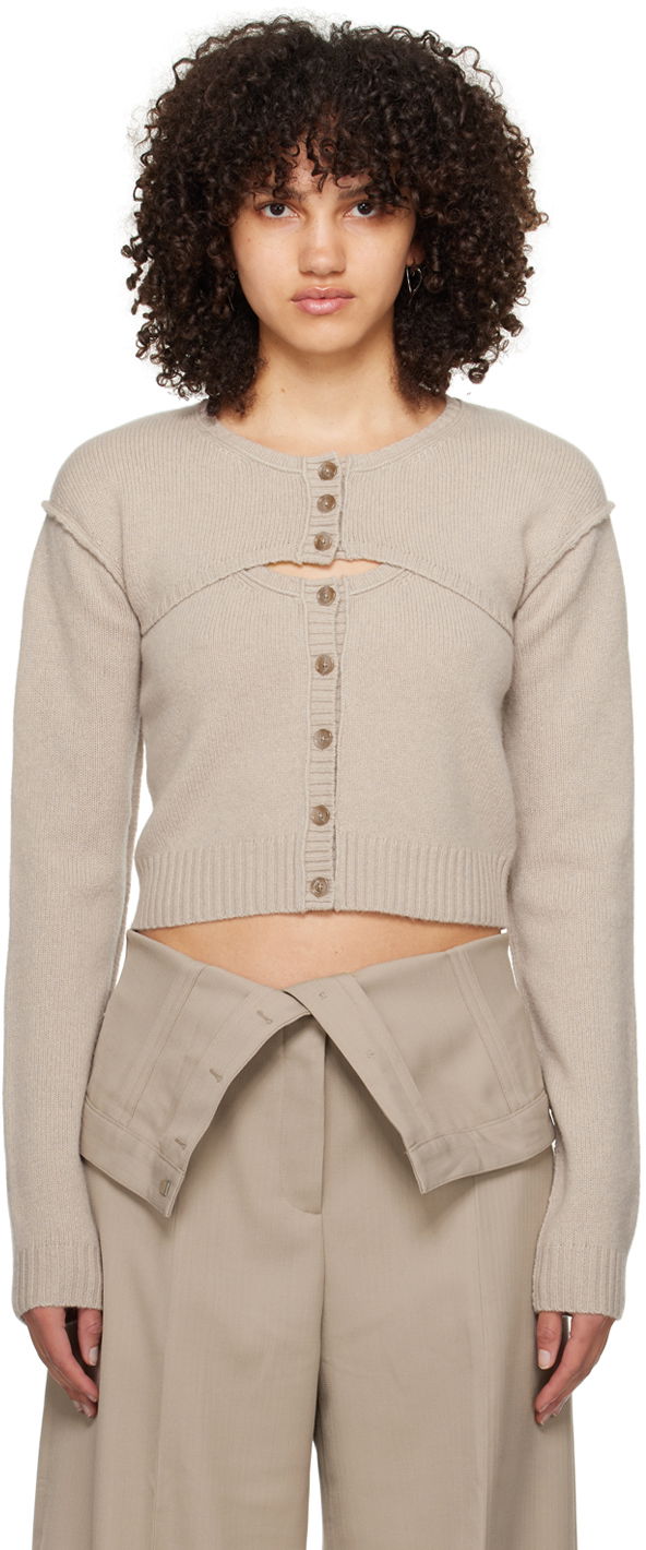 Sweater Acne Studios Button-Up Tank Top & Cardigan Set Beige | A60496-
