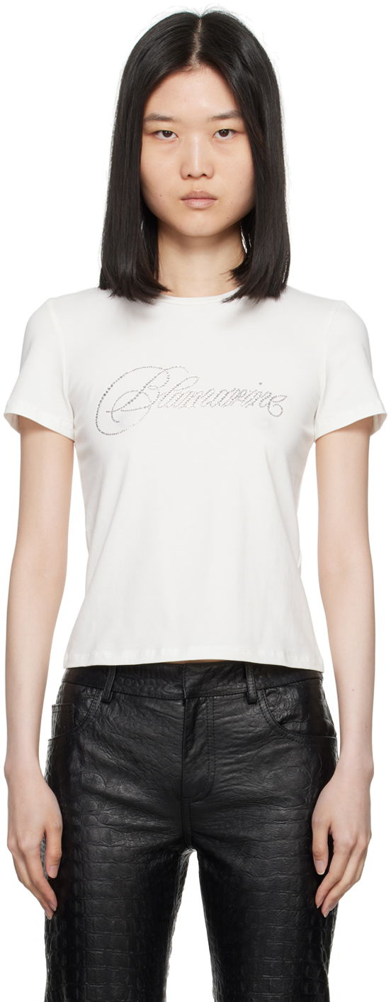 T-shirt Blumarine Crystal Logo T-Shirt Hvid | A422T075A