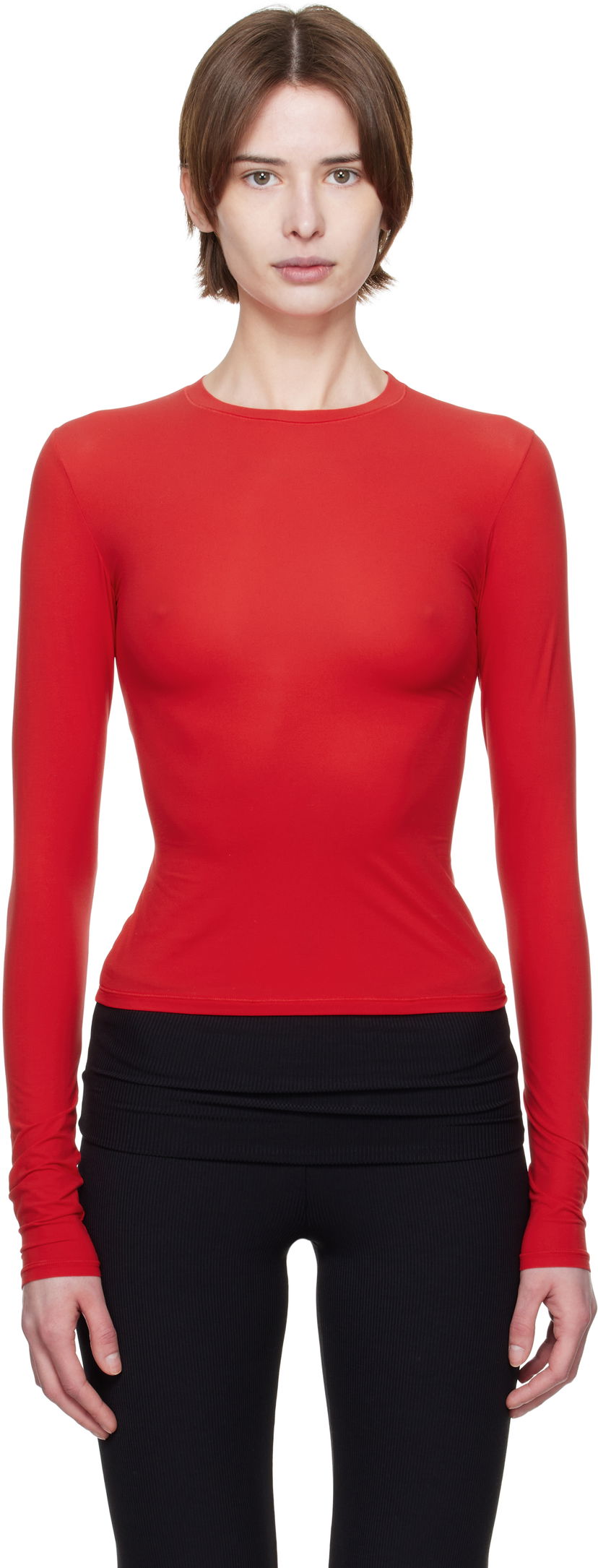 T-shirt SKIMS SKIMS Fits Everybody Long Sleeve T-Shirt Rød | TP-LST-9049