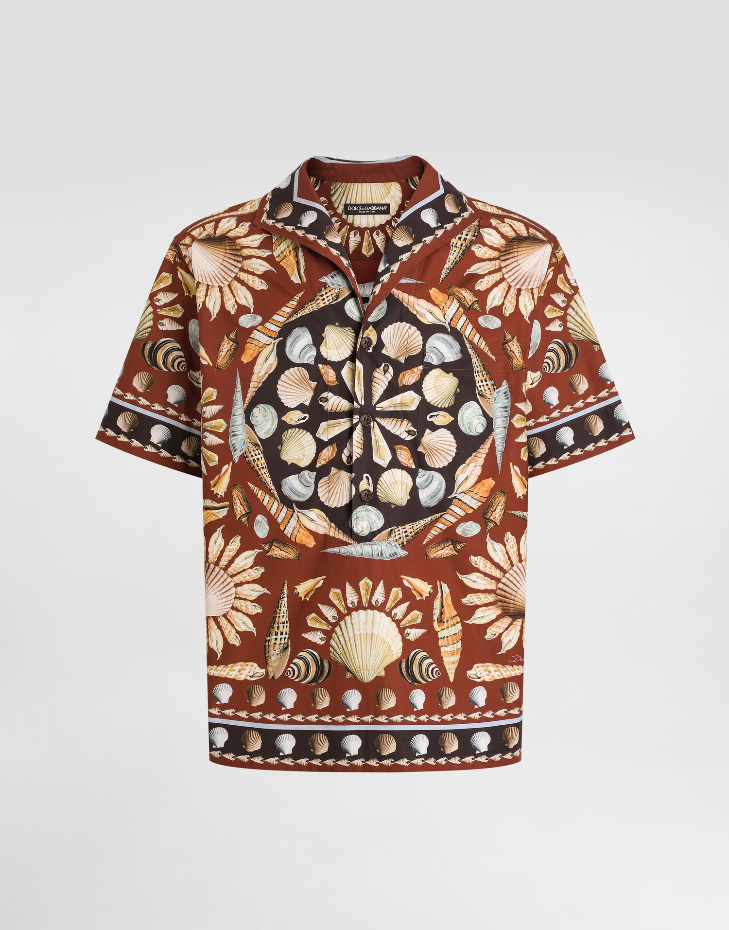 Skjorte Dolce & Gabbana Dolce & Gabbana Oversized Popeline Seashell Print Shirt Brun | G5NE3TFI5LHHM5PM, 0