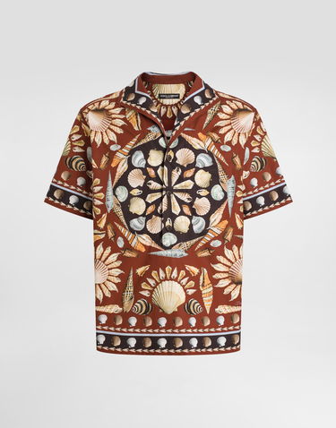 Skjorte Dolce & Gabbana Dolce & Gabbana Oversized Popeline Seashell Print Shirt Brun | G5NE3TFI5LHHM5PM, 0