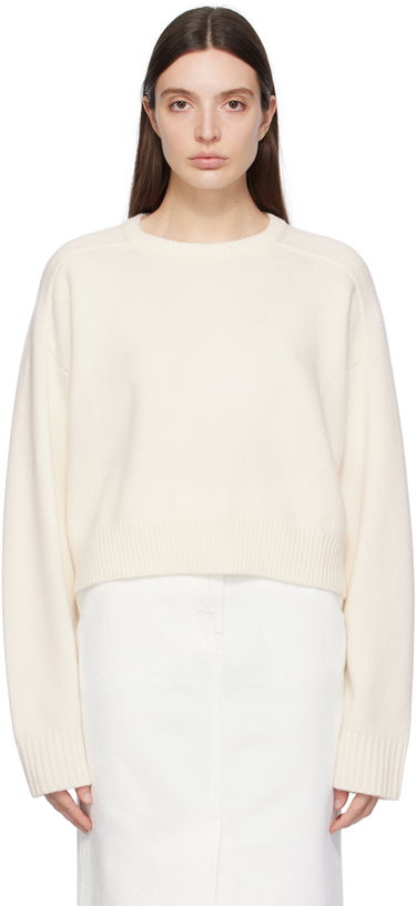 Sweater Loulou de Saison Loulou de Saison Bruzzi Cropped Sweater Hvid | BRUZZI, 0