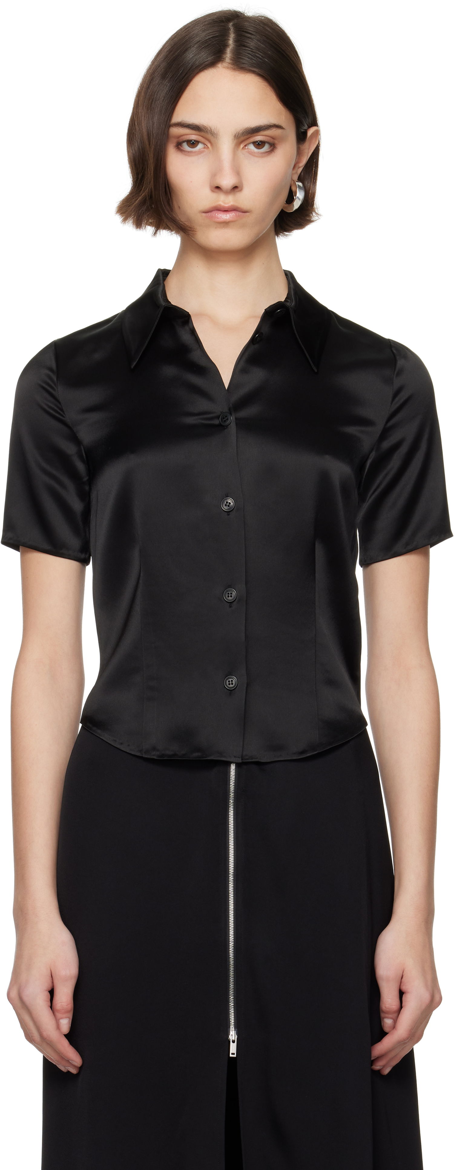 Skjorte Nanushka Nanushka Clare Satin Blouse Sort | NW25SSTP20799, 0