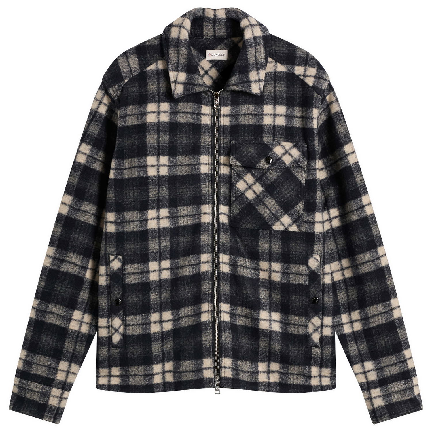 Skjorte Moncler Zip Check Overshirt, Size Large Flerfarvet | 2F000-19-89B55-F90, 1