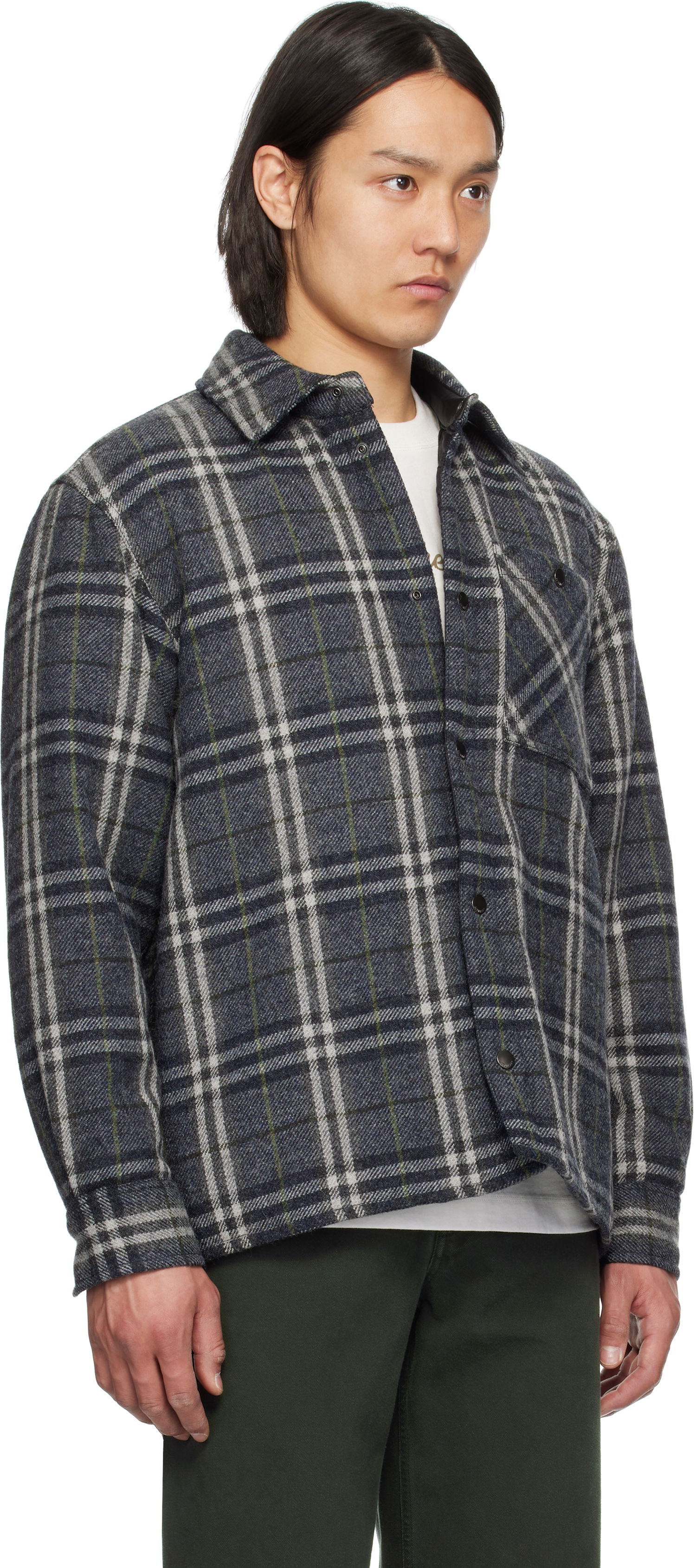 Skjorte Burberry Burberry Check Wool Overshirt Blå | 8102224, 1