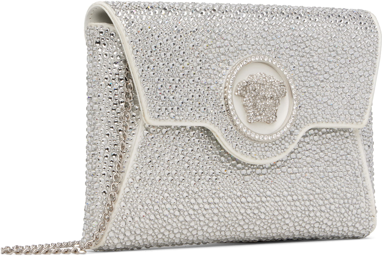 Håndtaske Versace Crystal Embellished Envelope Clutch Bag Hvid | 1003018_1A06487_1W00P, 1