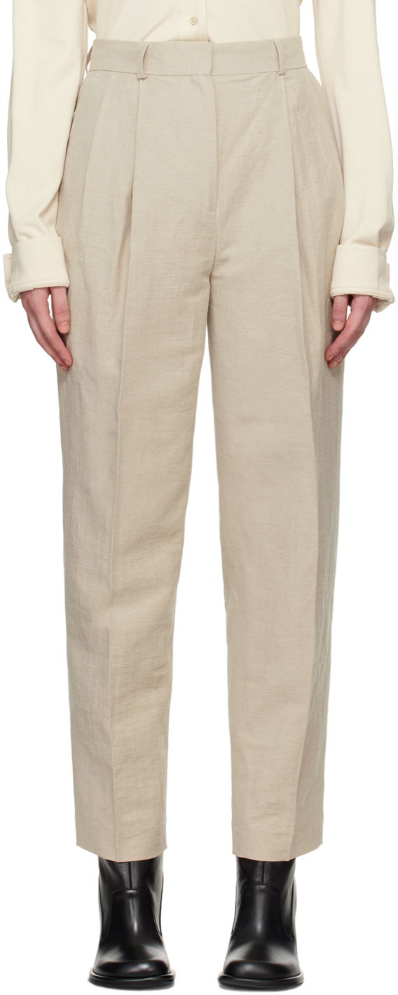 Bukser TOTEME Double-Pleated Trousers Beige | 243-WRB847-FB0196, 0