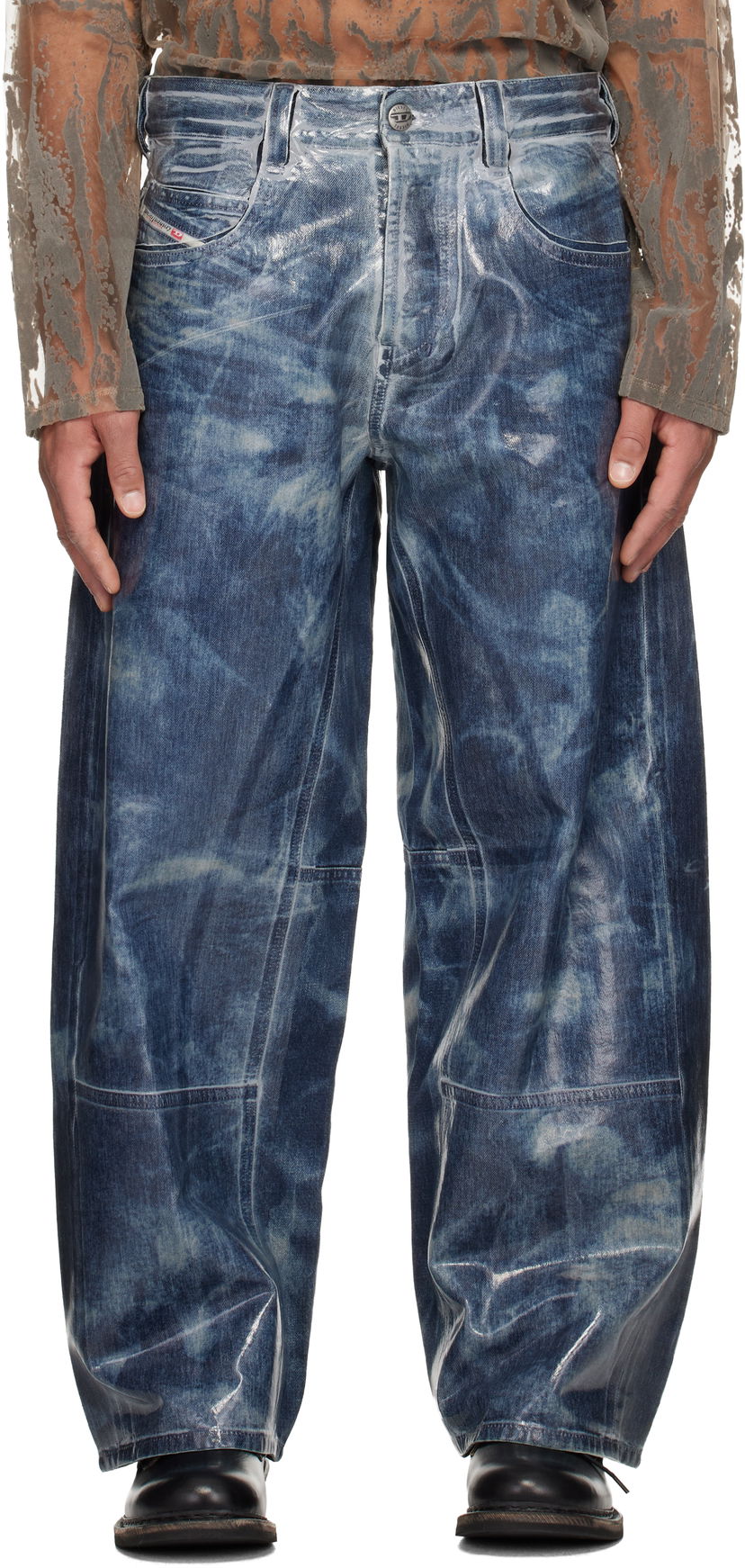 Jeans Diesel 1997 D-Enim-M-Uc-Fsh Wide-Leg Coated Jeans Blå | A21596-007CU-01
