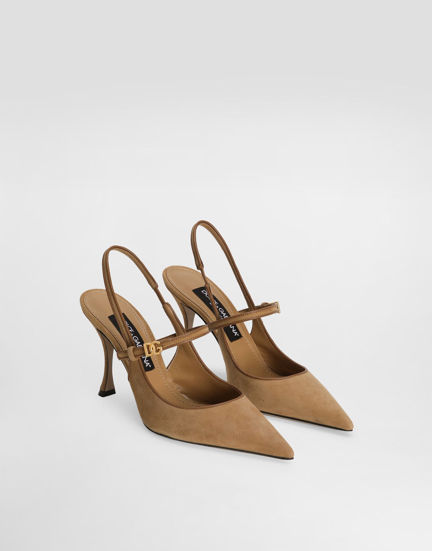 Tilbehør Dolce & Gabbana Dolce & Gabbana Suede And Nappa Leather Slingbacks Beige | CG0974AQ1348S727, 1