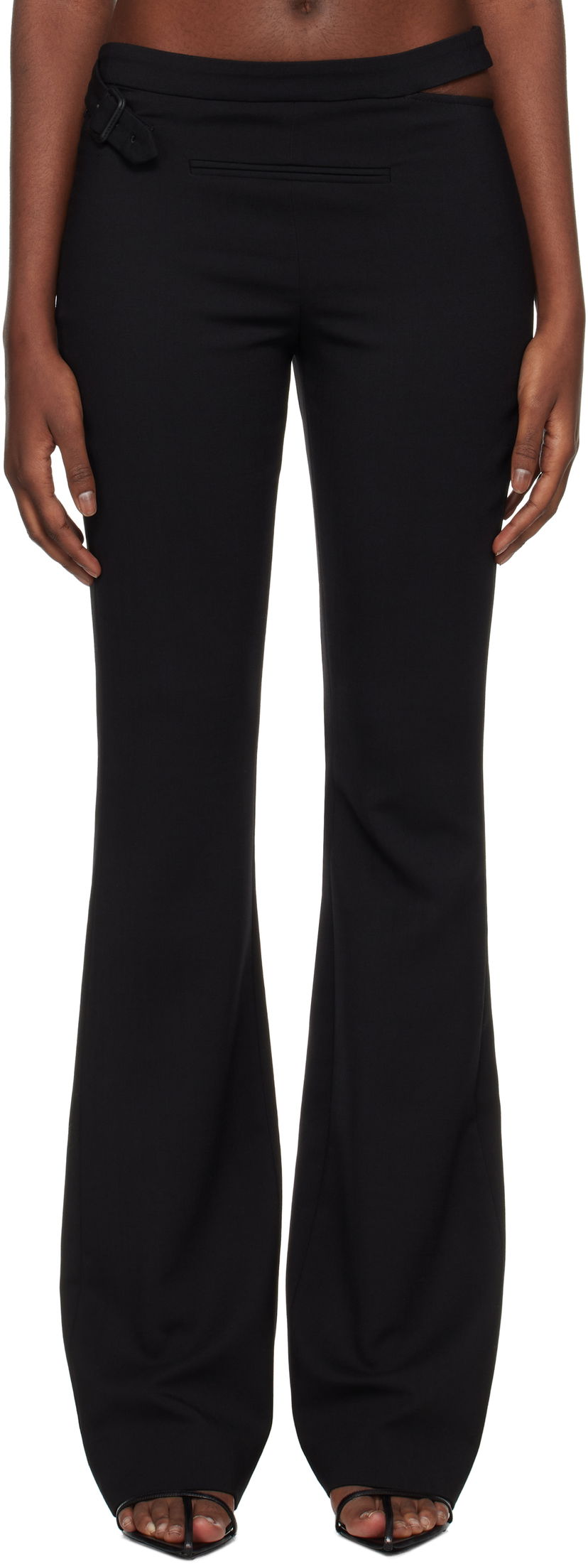 Bukser Courrèges Courrèges Tailored Slash Flare Trousers Sort | 424CPA265WO0113