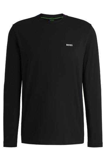 Sweater BOSS BOSS Stretch Cotton Long-Sleeve T-Shirt with Contrast Logo Sort | 50506365, 0
