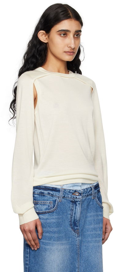 Sweater Helmut Lang Women's Shrug Knit Sweater Hvid | SHRUG CREW, 1