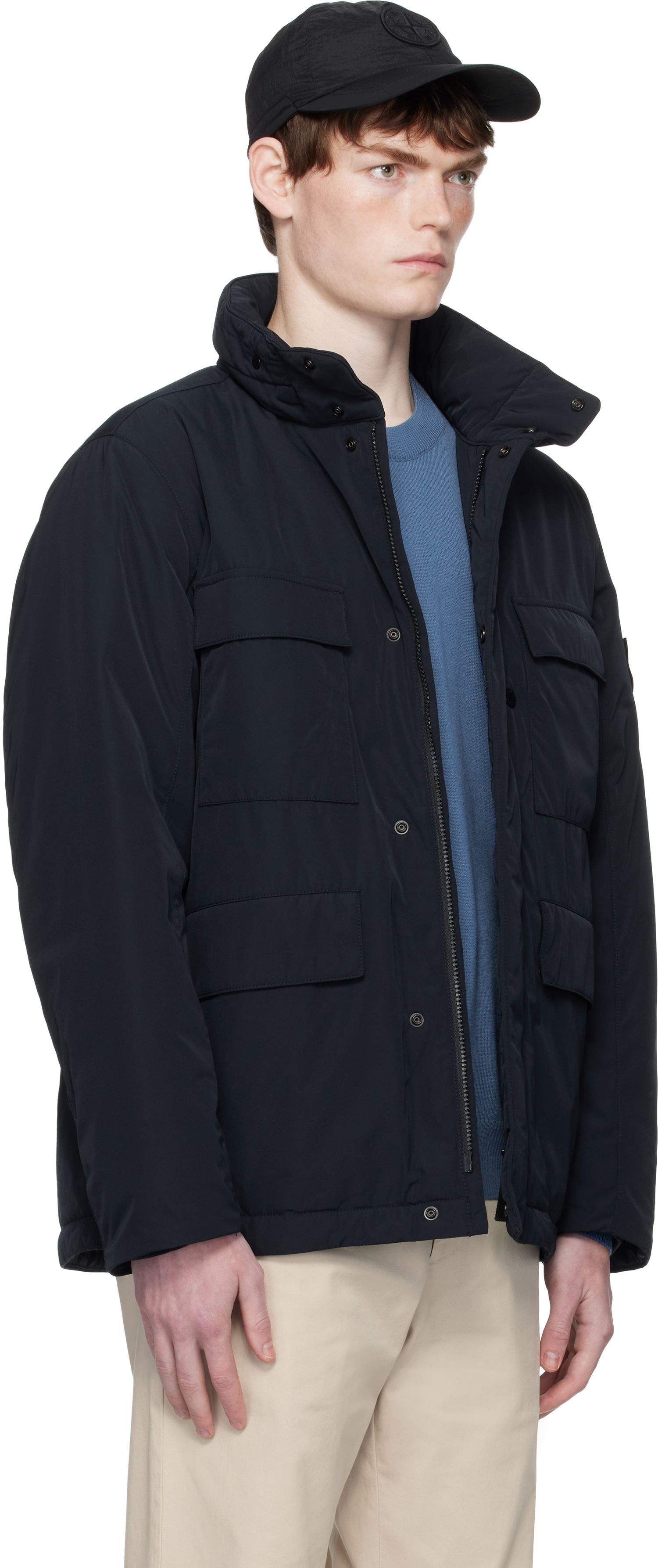 Jakke Stone Island Micro Twill Jacket Mørkeblå | K2S15 4100049 S0026, 1