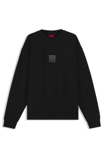Sweatshirt BOSS Cotton-Terry Sweatshirt with Split Logo Sort | 50542847