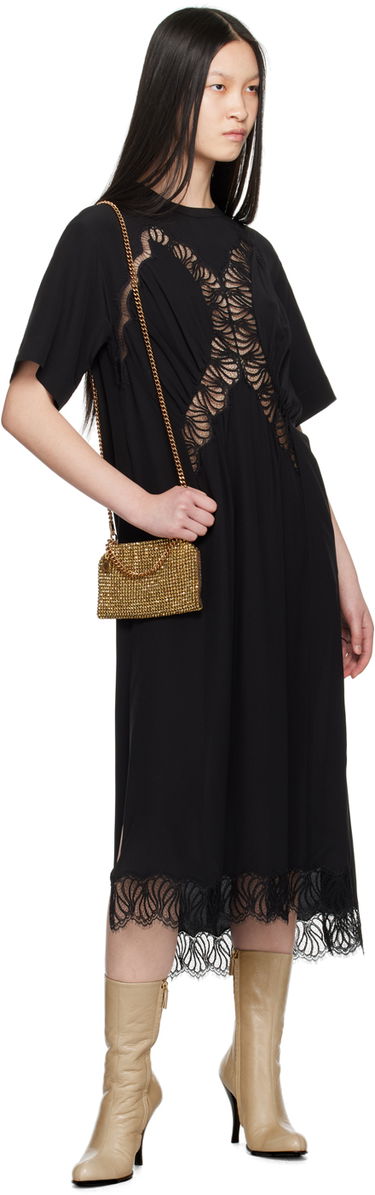 Kjole Stella McCartney Stella McCartney Gathered Lace Maxi Dress Sort | 6A03983BU216, 3