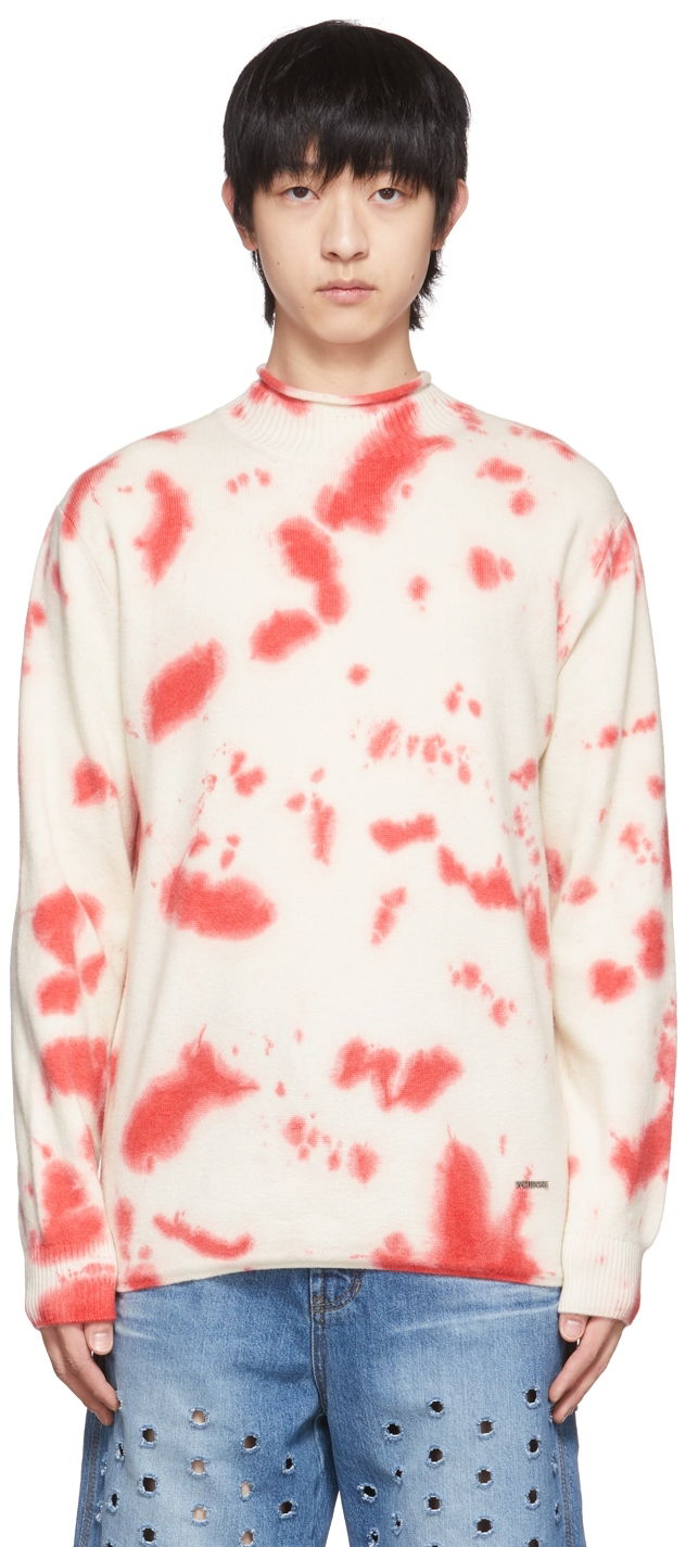 Sweater We11done We11done Tie-Dye Mock Neck Sweater Rød | WD-KT1-22-604-U-RD