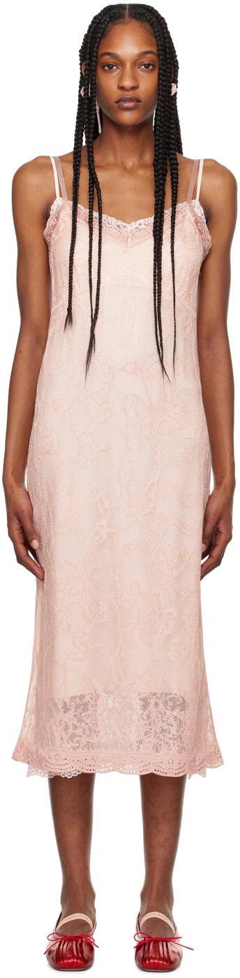 Kjole Simone Rocha Simone Rocha Floral Lace Midi Slip Dress Lyserød | SHMK3 0645