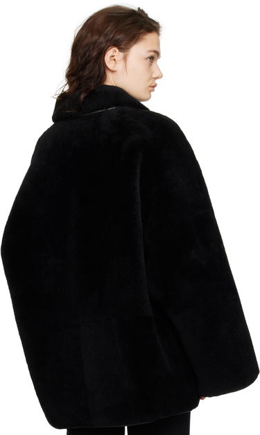 Frakker TOTEME TOTEME Teddy Overshirt Shearling Jacket Sort | 244-WRO0135-LE0080, 2