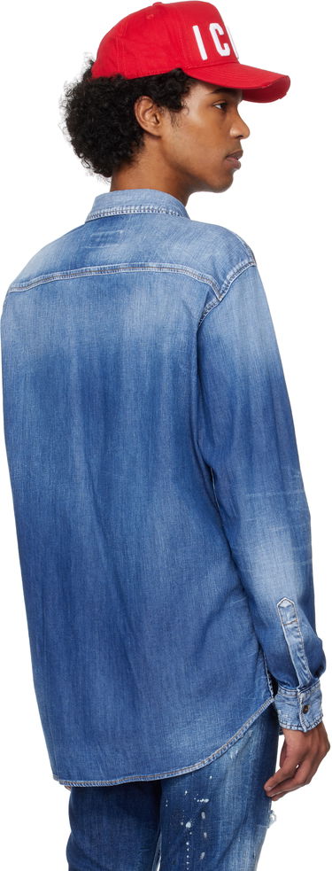 Skjorte DSQUARED2 Dsquared2 Dan Worker Pocket Denim Shirt Blå | S74DM0904_S30341, 2