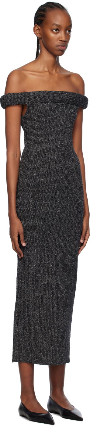 Kjole TOTEME TOTEME Off-The-Shoulder Midi Dress Grå | 241-WRD1179-YA0031, 1