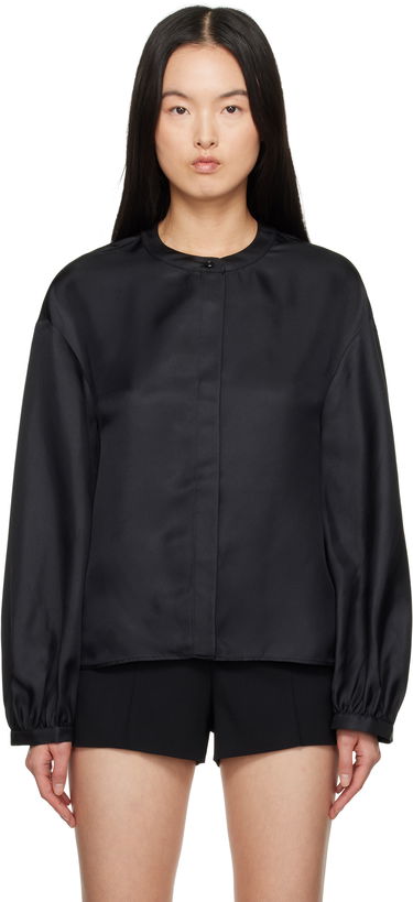 Skjorte Loulou de Saison Loulou de Saison Lea Satin Blouse Sort | LEA, 0