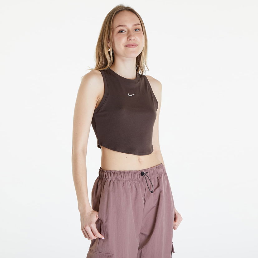 Tanktop Nike Sportswear Essentials Ribbed Cropped Tank Baroque Brown/ Sail Brun | FB8279-237