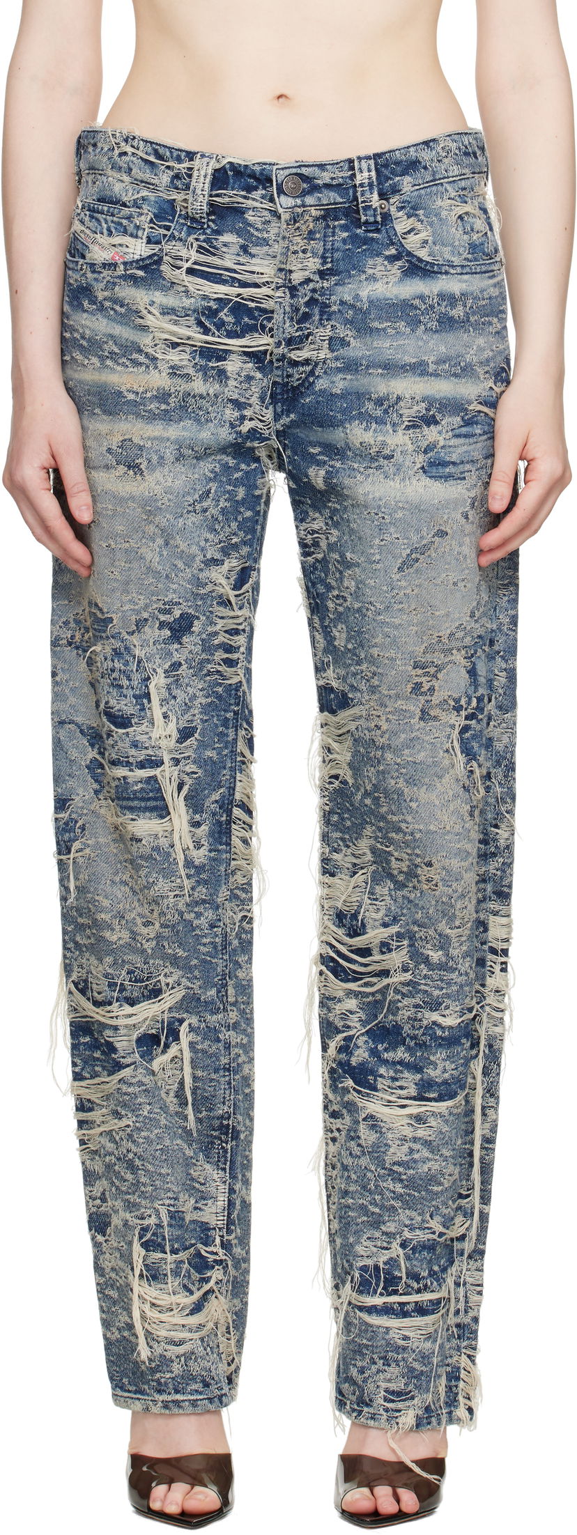 Jeans Diesel Diesel 1988 D-Ark Regular Fit Distressed Jeans Blå | A19193 09M04
