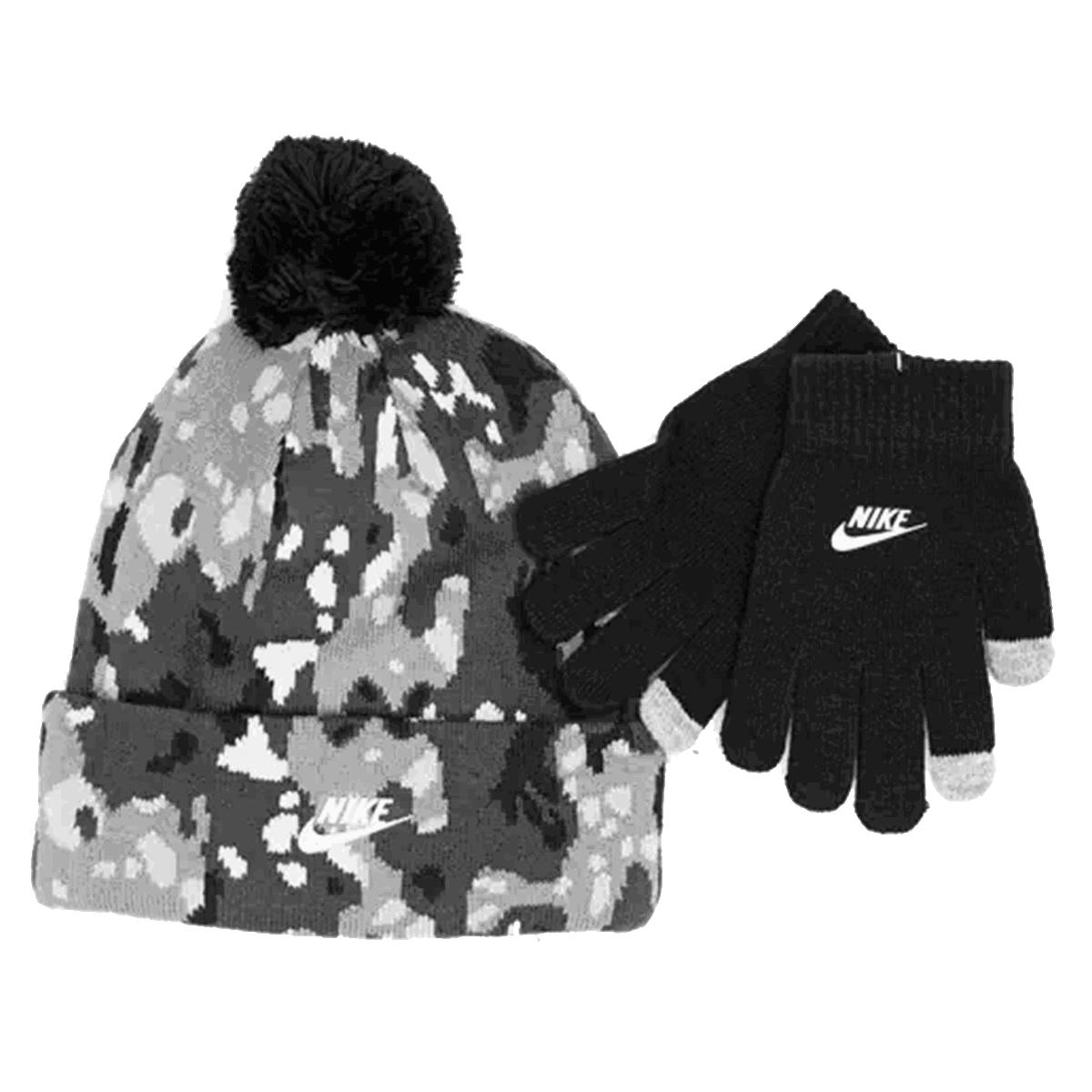 Handsker Nike Nike Club Apex Camo Print Beanie and Gloves Set Flerfarvet | 9A3095-023, 0