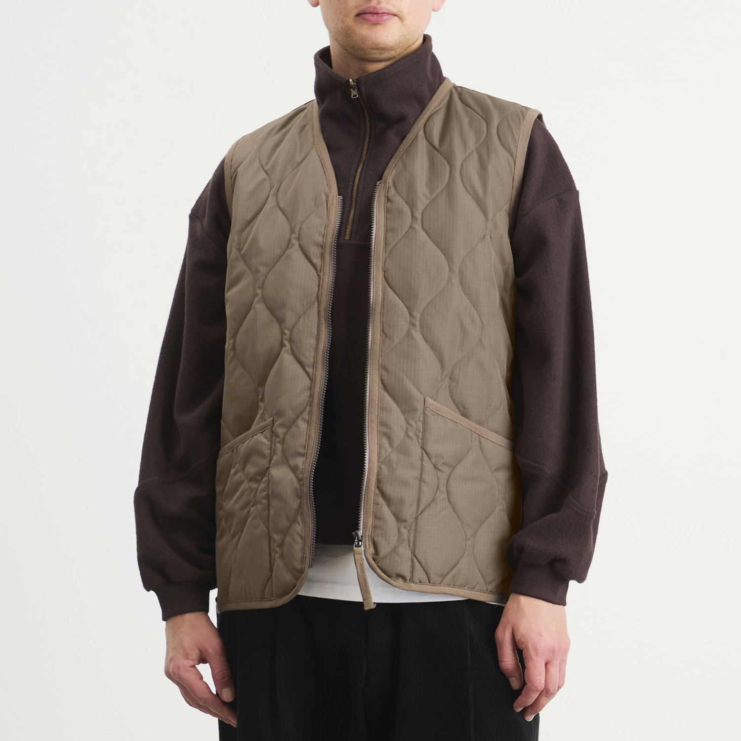Vest TAION Military Quilted Zip Vest Beige | TAION-001ZML-1-DKH, 1