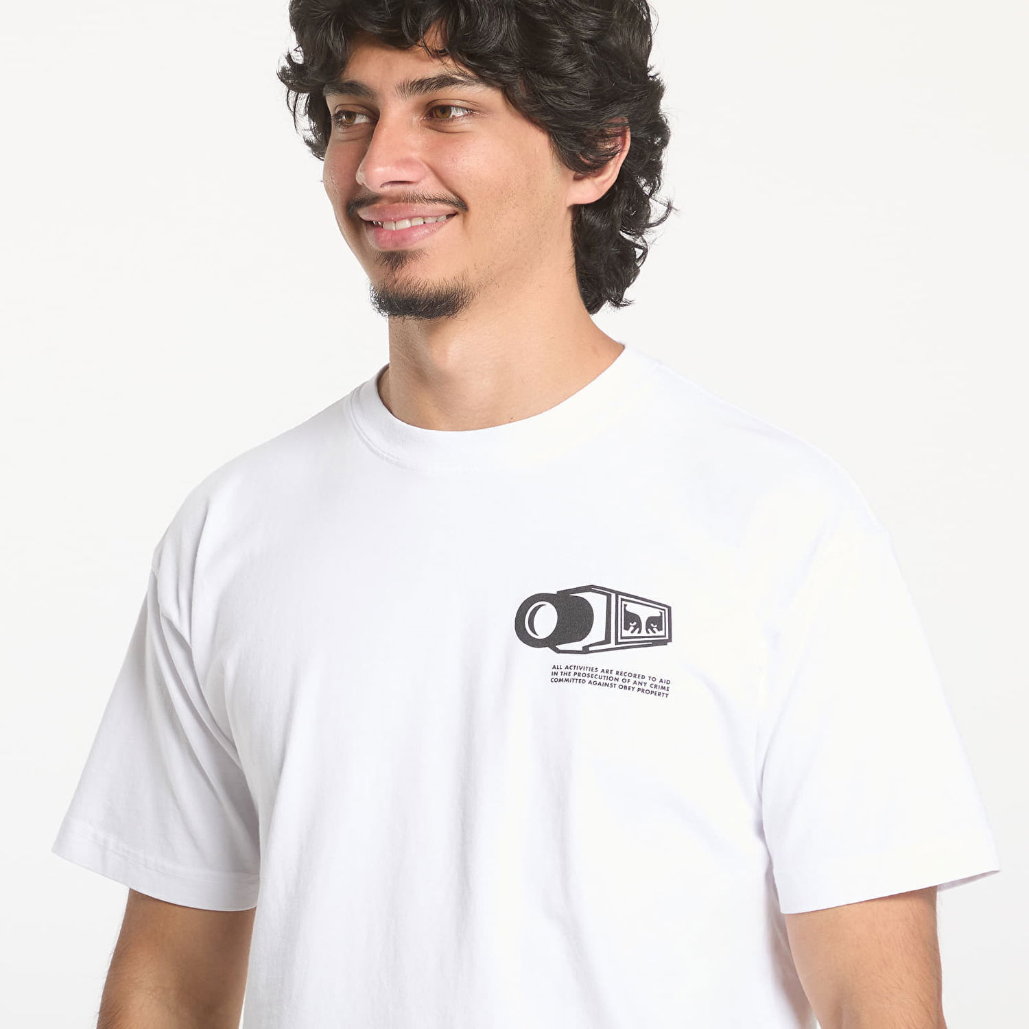 T-shirt OBEY T-shirt Warning White Hvid | 166913948-WHT, 1