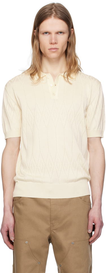 Polo skjorte Golden Goose Golden Goose Argyle Knit Short Sleeve Polo Beige | GMP01412.P001834.11560, 0
