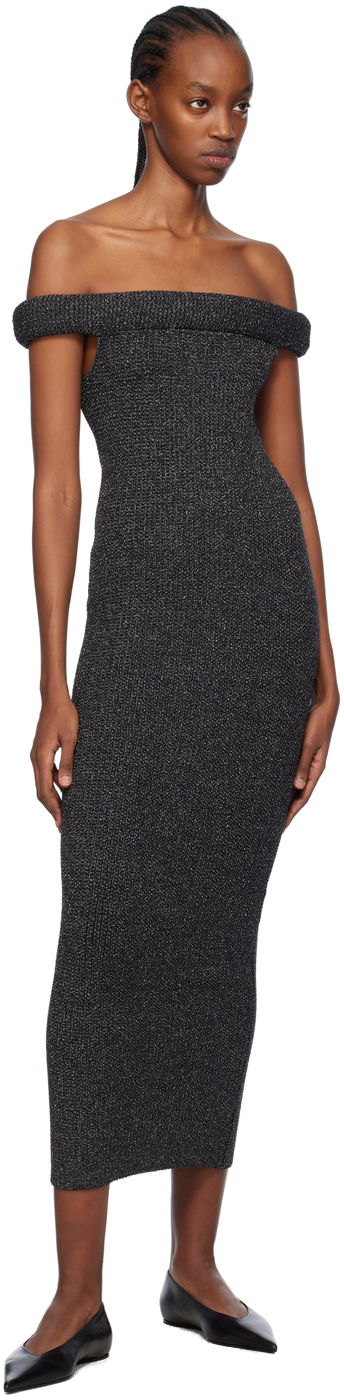 Kjole TOTEME TOTEME Off-The-Shoulder Midi Dress Grå | 241-WRD1179-YA0031, 3