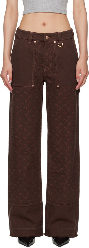 Cargo bukser Marine Serre Marine Serre Moon Jacquard Twill Workwear Cargo Pants Brun | WPA141B CWOV0063, 0