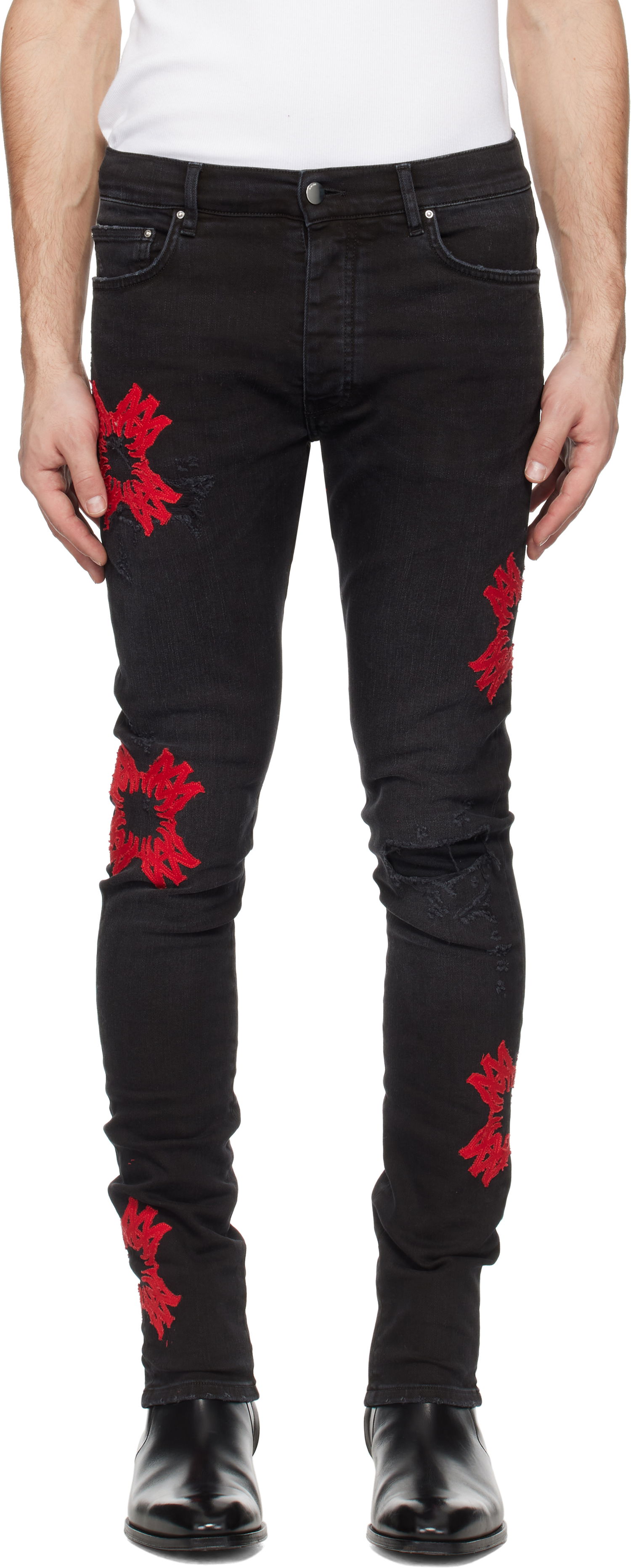 Jeans AMIRI Quad Applique Slim Fit Jeans Sort | AMDNSY1111, 0