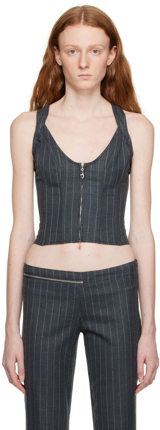 Tanktop Miaou Miaou Hannah Jewett Edition Pinstriped Valda Tank Top Grå | 7056PSWBRI