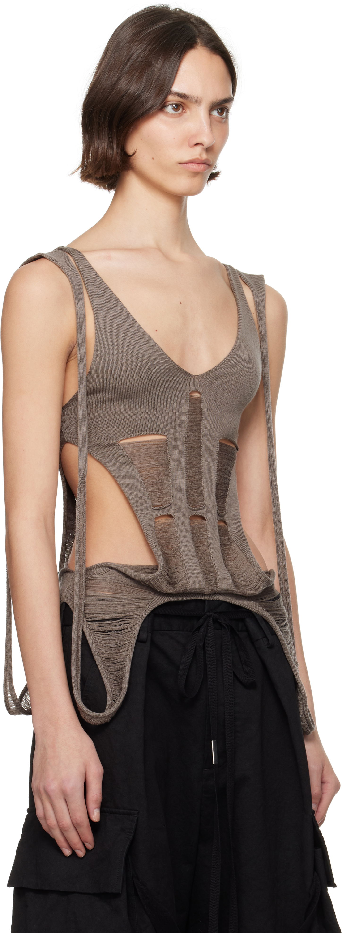 Tanktop Rick Owens Rick Owens Hollywood Tanja Long Tank Top Grå | RO01E7644 KGRIDM, 1