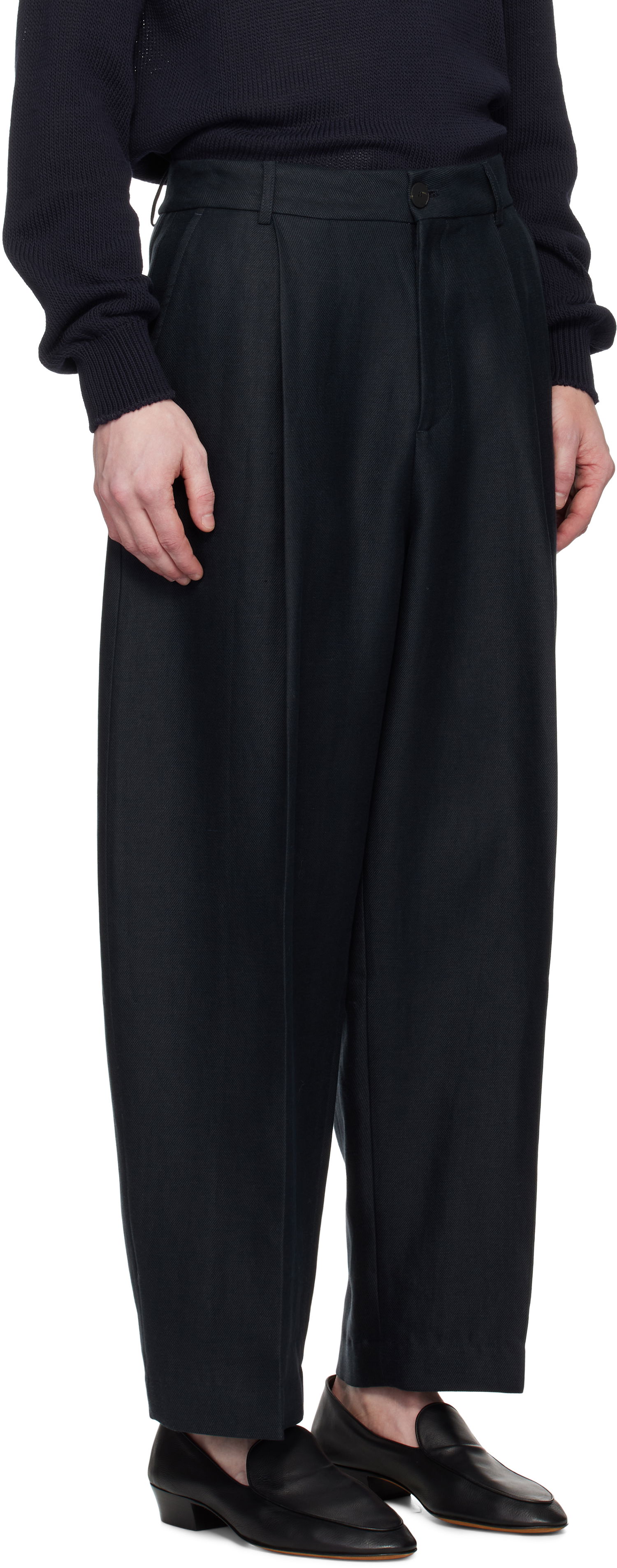 Bukser Studio Nicholson Studio Nicholson Ellis Pleated Trousers Mørkeblå | ELLIS SNM-1074, 1