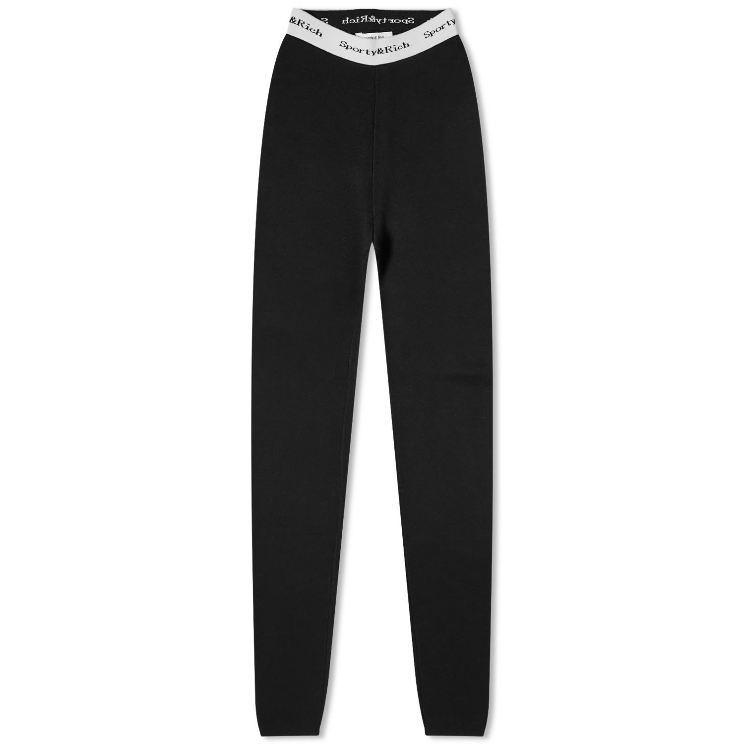 Leggings Sporty & Rich Serif Logo Ribbed Leggings Sort | LEAW2312BK-BLK, 0