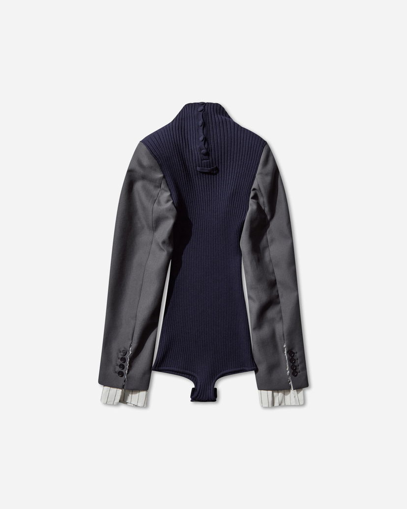 Krop Jean Paul Gaultier Bi-Material Suit Bodysuit Mørkeblå | 2504WPO037K017 5904