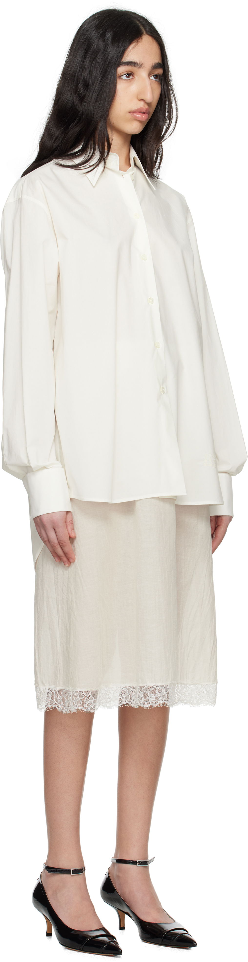 Skjorte Maison Margiela MM6 Maison Margiela Cotton Poplin & Voile Midi Dress Hvid | S62DD0044 MTN076, 1