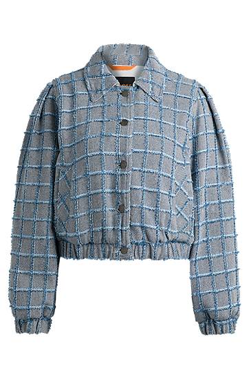 Bomberjakke BOSS Tweed Cropped Jacket Blå | 50518962, 0