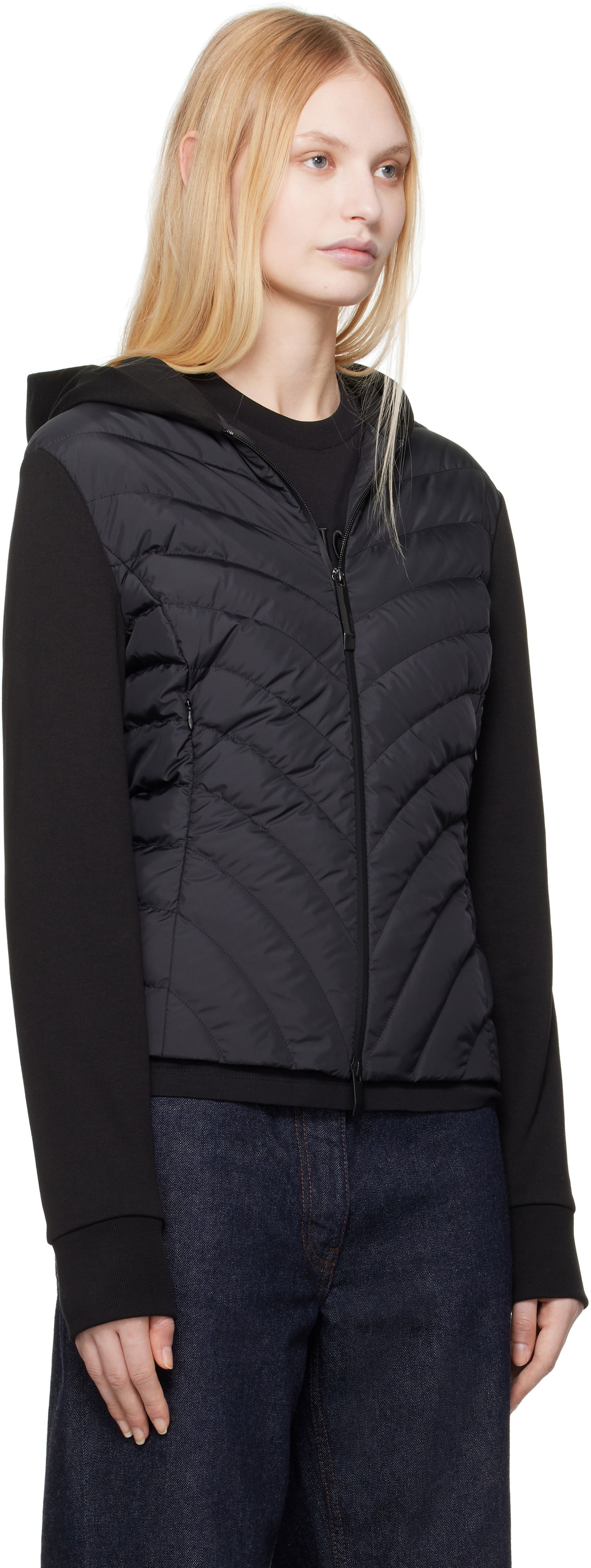 Sweatshirt Moncler Moncler Zip Up Hooded Down Cardigan Sort | K10938G00020809KZ, 1