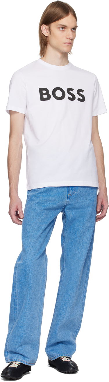 T-shirt BOSS Cotton Jersey T-Shirt Rubber-Print Logo Sort | 50481923, 3