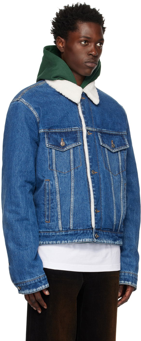 Jakke We11done We11done Regular-Fit Sherpa Denim Jacket Blå | WD-DJ3-22-362-U-BL, 1